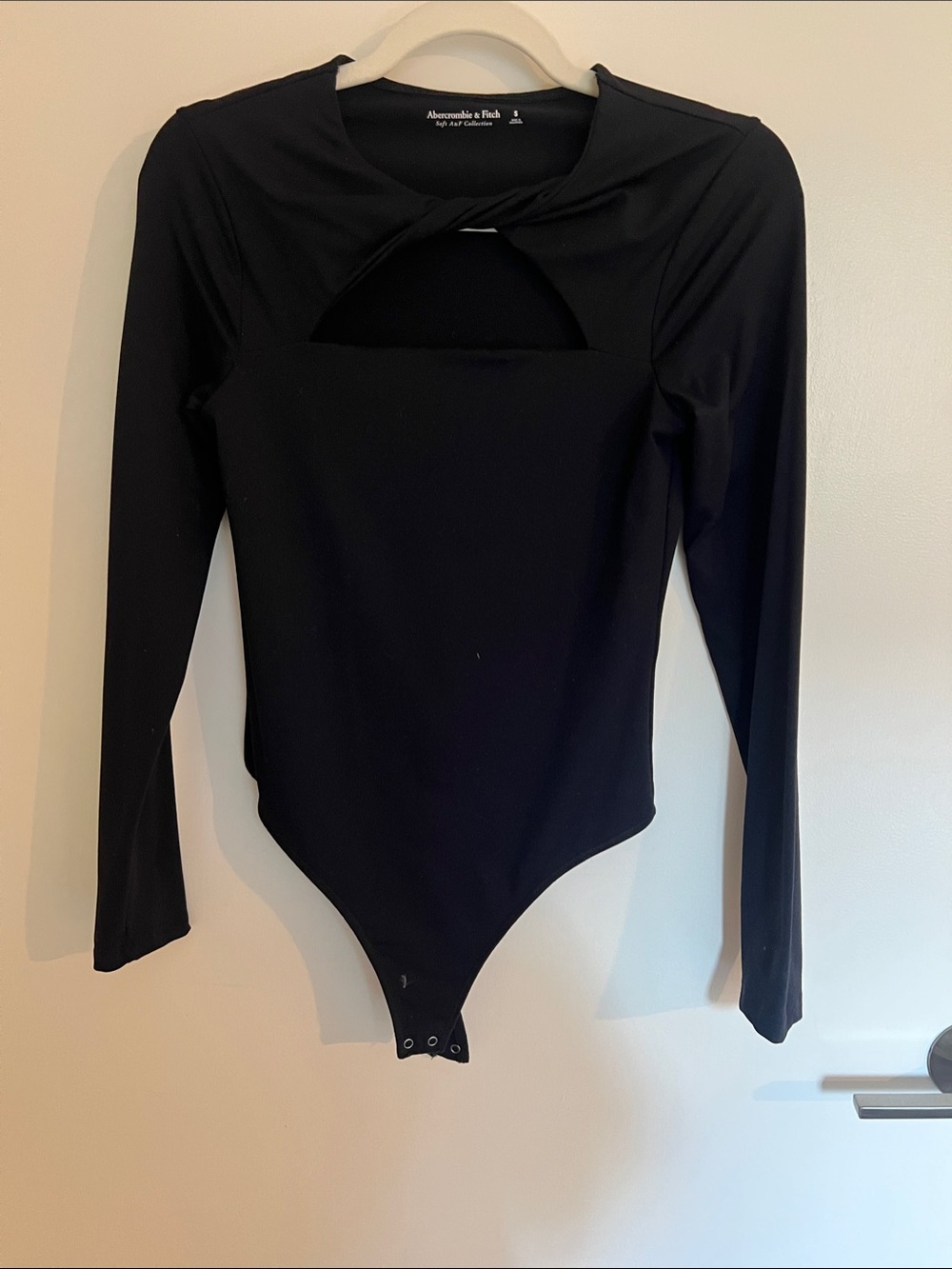 Abercrombie & Fitch Black Long-Sleeve Cutout One-Piece Bodysuit